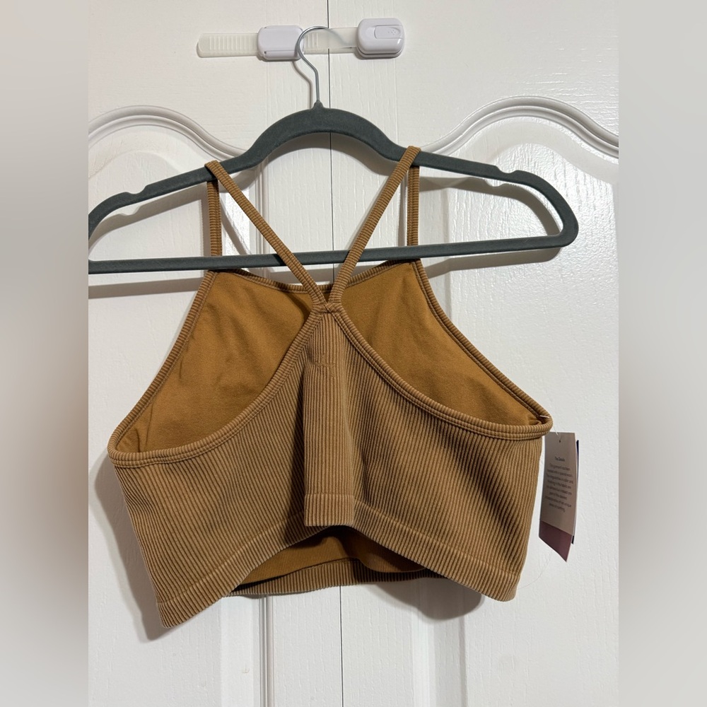 JoyLab Tan Ribbed Crop Top - Picture 2 of 4